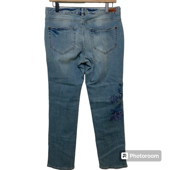 Sundance Magnolia Fit Floral Skinny Jeans Embroidered Blue Denim Mid Rise 30 - Picture 8 of 12